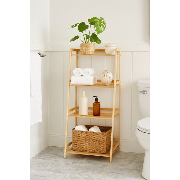 Dabīga toņa bambusa vannas istabas plaukts 52x115 cm Elori – Bonami Essentials-image-1