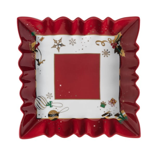 Porcelāna servēšanas šķīvis ar Ziemassvētku motīvu Brandani Alleluia New Bone, garums 23,5 cm