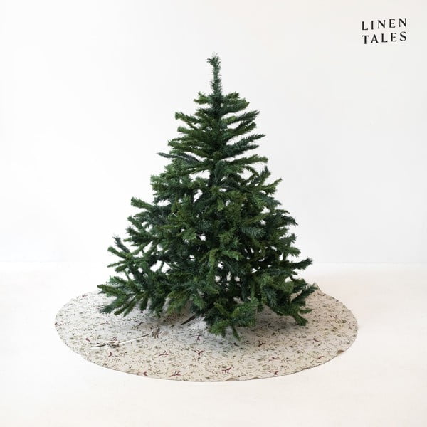 Bēšs apaļš paklājs zem Ziemassvētku eglītes ø 125 cm – Linen Tales
