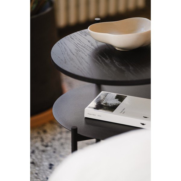 Melns naktsskapītis ar ozolkoka imitācijas galda virsmu Tu – noo.ma-image-3