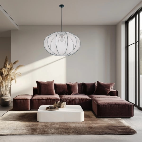 Balta piekaramā lampa ar auduma abažūru ø 60 cm Mellow – Candellux Lighting-image-1