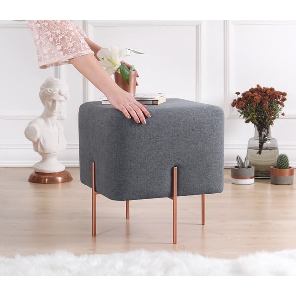 Tumši pelēks pufs Copper – Artie-image-2