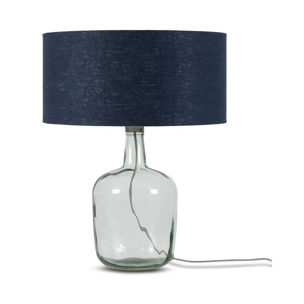 Galda lampa ar tumši zilu abažūru un pārstrādāta stikla struktūru Good&Mojo Murano, ⌀ 47 cm