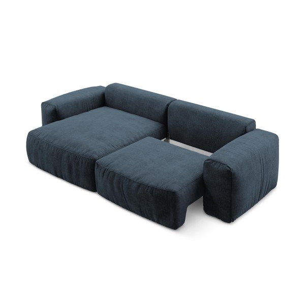 Tumši zils salokāms stūra dīvāns no šenila auduma (ar kreiso stūri/ar zvilni) Kuki – Makamii-image-4