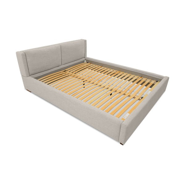 Gaiši pelēka polsterēta divvietīga gulta ar redelēm 180x200 cm Dreamer – Scandic-image-4