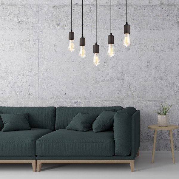 Melna piekaramā lampa Leon – LAMKUR-image-1