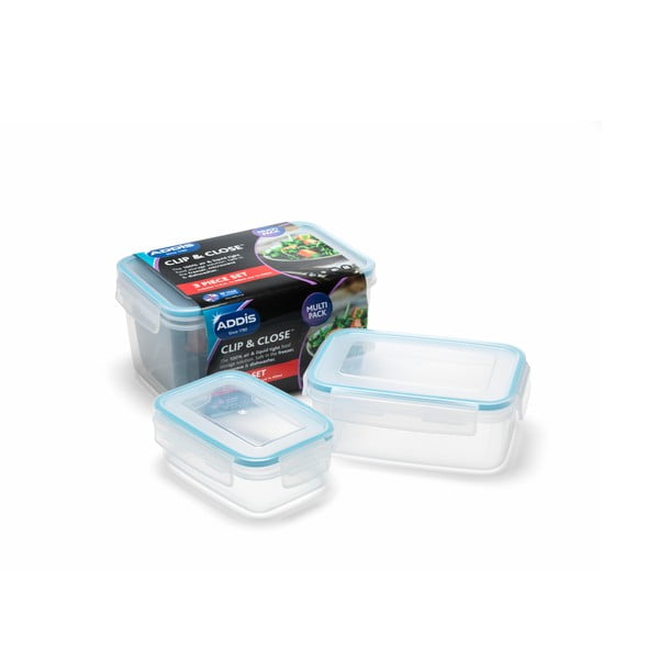 3 pārtikas kārbu komplekts ar vāku Addis Clip And Close Rectangular-image-1