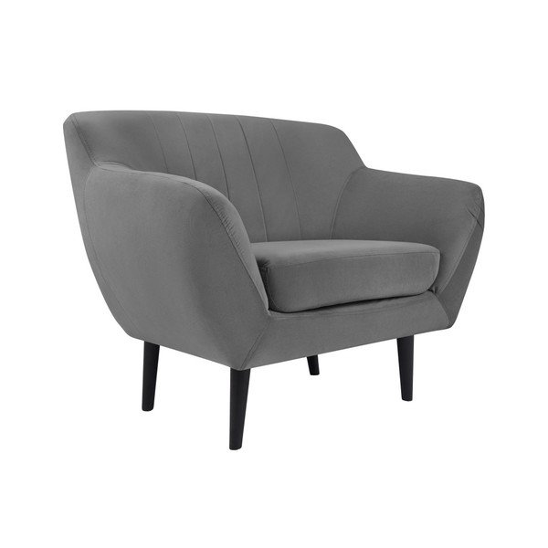 Mazzini Sofas Toscane pelēks krēsls, melnas kājas-image-1