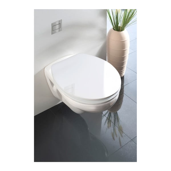 Balts tualetes poda sēdeklis ar vieglu aizvēršanu Wenko Classic, 45 x 38,8 cm
