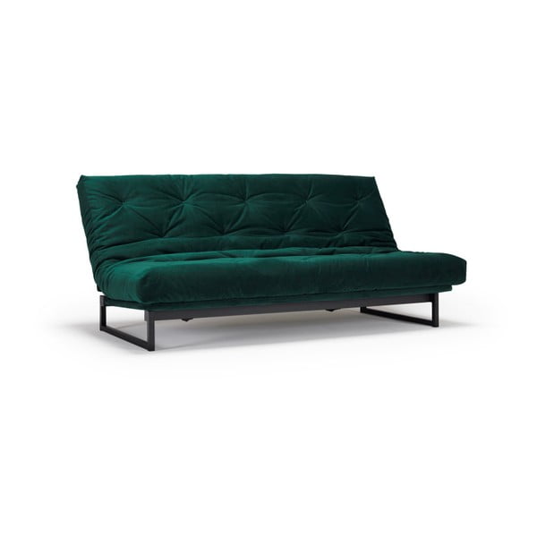 Tumši zaļa dīvāns gulta Inovācija Fraction Elegant Velvet Forest Green, 97 x 200 cm
