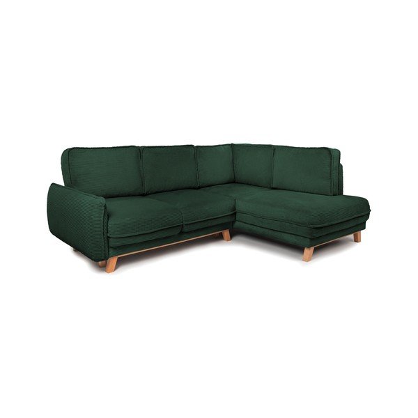 Tumši zaļš velveta salokāms/ar uzglabāšanas vietu stūra dīvāns (ar labo stūri/L veida) Tori – Bonami Selection-image-1