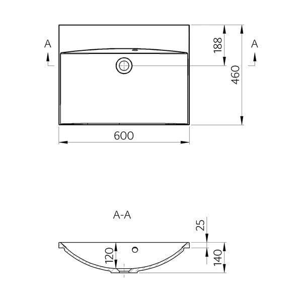 Balta izlietne no minerālu kompozītmateriāla 60x46 cm Maria – Sapho-image-1