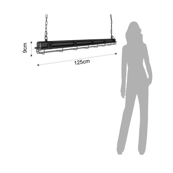 Melna piekaramā lampa ar metāla abažūru 125x11 cm Hangar – Tomasucci-image-2