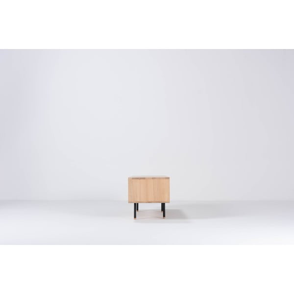 Melns/dabīga toņa ozola masīvkoka TV galdiņš 160x48 cm Fina – Gazzda-image-4