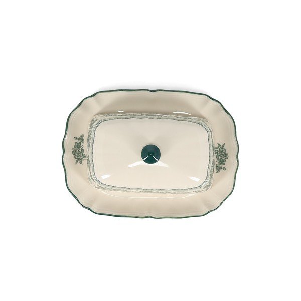 Zaļš/ziloņkaula krāsas porcelāna sviesta trauks Cyril – S|P Collection-image-4