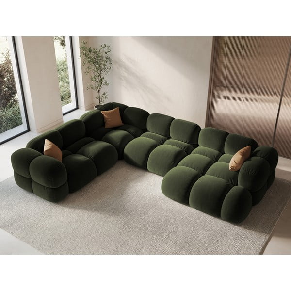 Zaļš samta stūra dīvāns (ar kreiso stūri/U veida) Loretto – Cosmopolitan Design-image-3