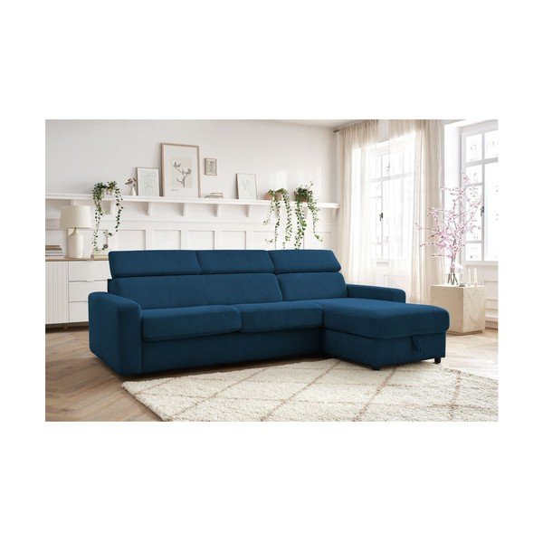 Tumši zils velveta salokāms stūra dīvāns (ar maināmu stūri) Monaco – Bobochic Paris-image-1