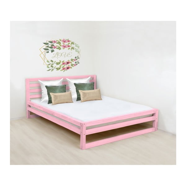 Rozā koka divguļamā gulta Benlemi DeLuxe, 200 x 160 cm