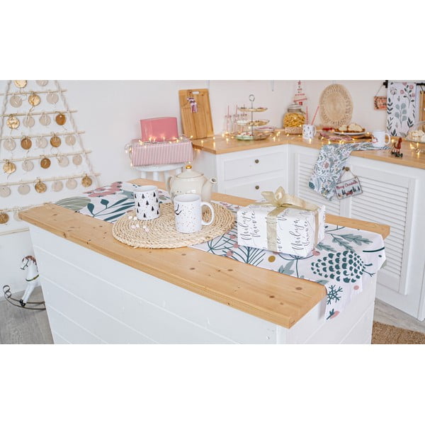 Ziemassvētku kokvilnas galda celiņš 140x40 cm Pastel Christmas – Butter Kings-image-1