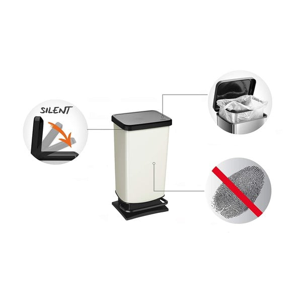 Pelēka pārstrādātas plastmasas atkritumu urna ar pedāļiem 40 l Paso – Rotho-image-3