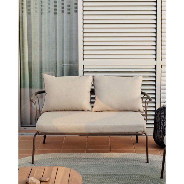 Gaiši zaļš/bēšs dārza dīvāns Salguer – Kave Home-image-1