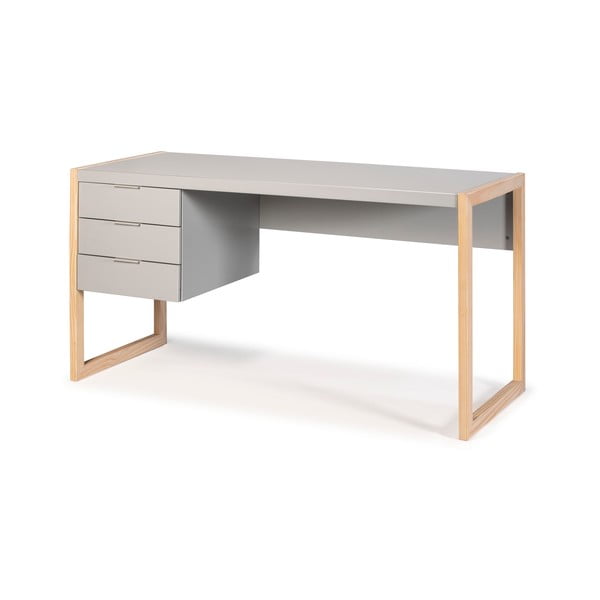 Pelēks rakstāmgalds ar priedes koka kājām Marckeric Frank-image-3