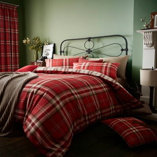 Sarkana divvietīga gultasveļa Catherine Lansfield Kelso Red, 200 x 200 cm
