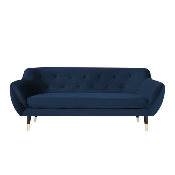Tumši zils dīvāns ar melnām kājām Mazzini Sofas Amelie, 188 cm
