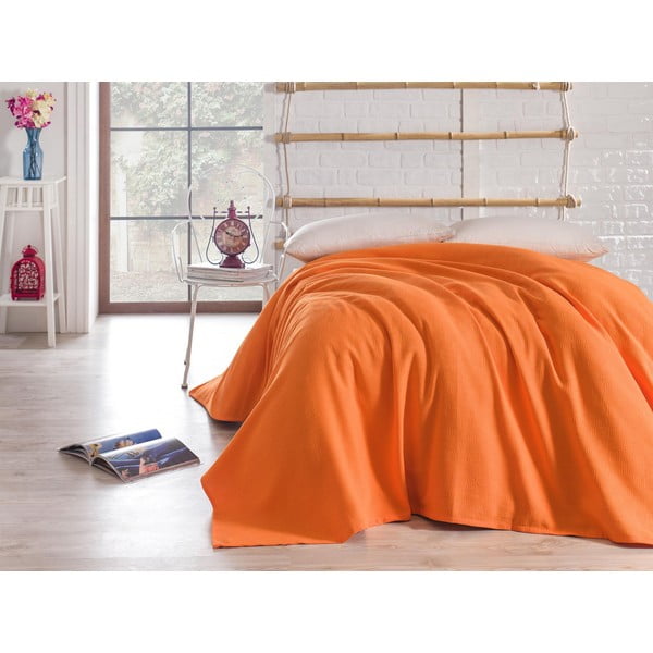 Oranžs kokvilnas pārklājs divguļamai gultai 200x240 cm Orange – Mijolnir