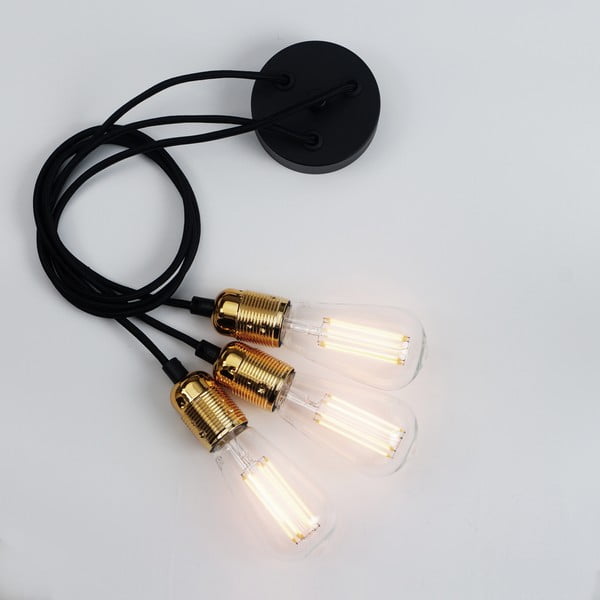 Melna trīsviru griestu lampa ar zelta detaļām Sotto Luce Uno-image-4