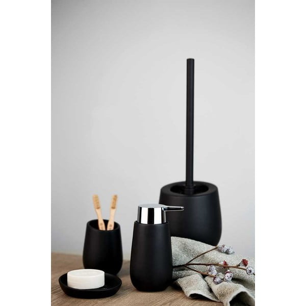Matēti melna keramikas tualetes birste Badi – Wenko-image-1
