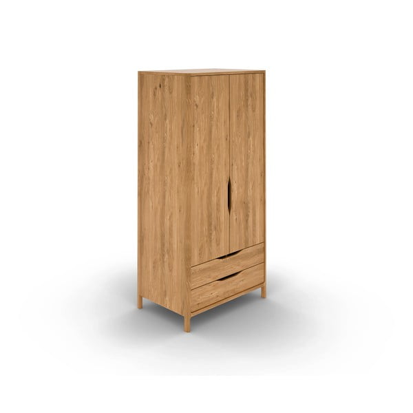 Dabīga toņa ozola masīvkoka drēbju skapis 96x188 cm Twig – The Beds-image-2