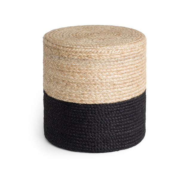 Melns/dabīga toņa pufs Juta Gold Black – Hanse Home