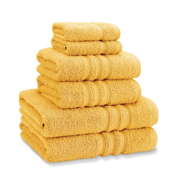 Dzelteni frotē kokvilnas dvieļi komplektā (6 gab.) Zero Twist – Catherine Lansfield