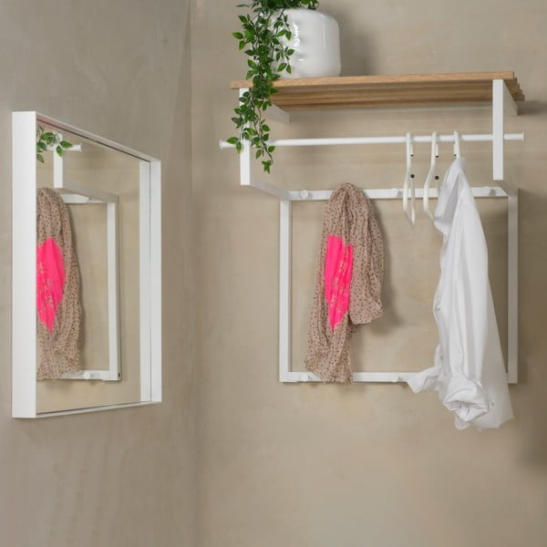 Balts/dabīga toņa metāla sienas pakaramais ar plauktu 76 cm Rizzoli – Spinder Design-image-2