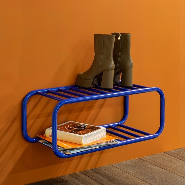 Zils metāla piekarināms apavu plaukts 72x28x35 cm Retro – Spinder Design-image-4