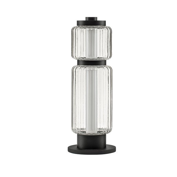 Matēti melna stikla LED galda lampa (augstums 39 cm) Liesa – Nova Luce