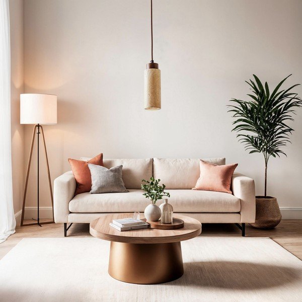 Bēša piekaramā lampa ar akmens abažūru ø 6,5 cm Selma – Opviq lights-image-3