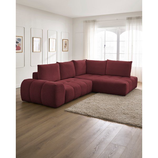 Bordo salokāms/ar uzglabāšanas vietu stūra dīvāns no šenila auduma (ar labo stūri/L veida) Everest – Bobochic Paris-image-1