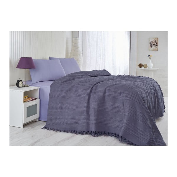 Viegls kokvilnas pārklājs vienvietīgai gultai Grace Deep Purple, 180 x 240 cm