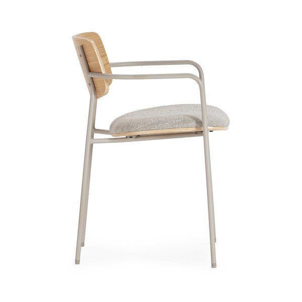 Gaiši pelēki/dabīga toņa polsterēti ēdamistabas krēsli ar roku balstiem Nour – MOME-image-3