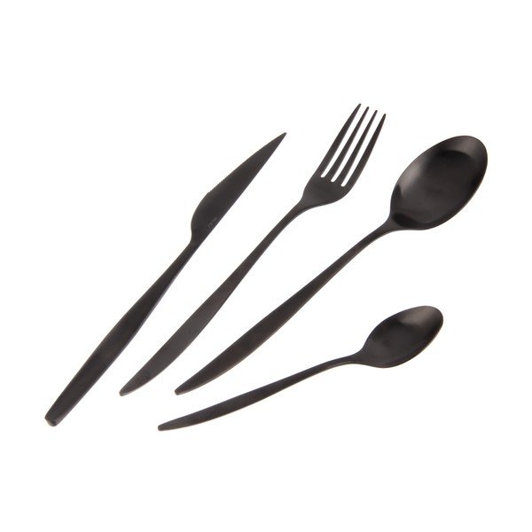 Melns nerūsējošā tērauda galda piederumi (24 gab.) – Orion