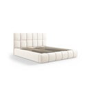 Krēmkrāsas samta polsterēta divvietīga gulta ar veļas kasti un redelēm 180x200 cm Bellis – Micadoni 