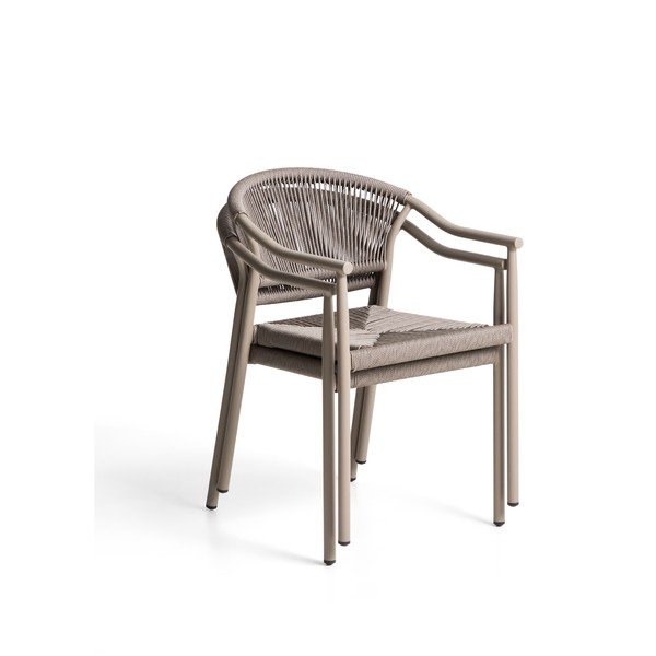 Pelēkbrūns rotangpalmas dārza krēsls Livadia – Kave Home-image-4
