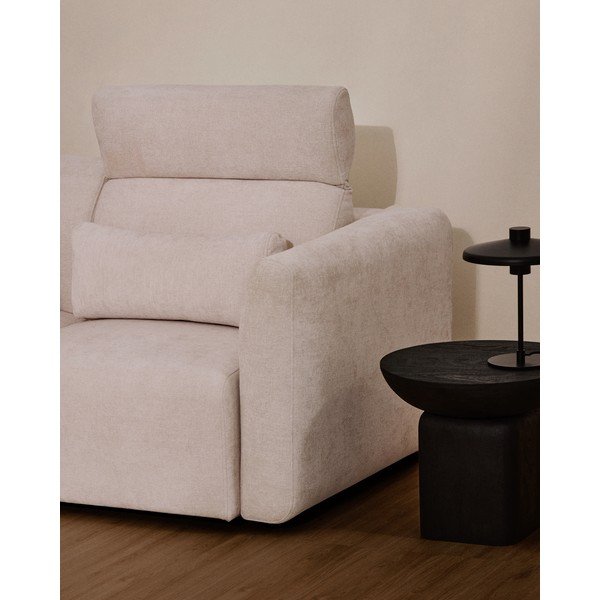 Bēšs regulējams/salokāms dīvāns no šenila auduma ar zvilni 255 cm Lares – Kave Home-image-1