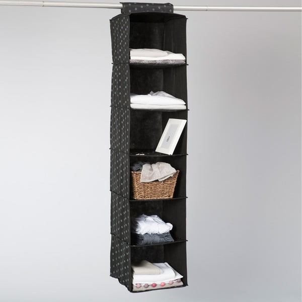 Melns piekaramais organizators ar 6 nodalījumiem Compactor Apģērbu savācējs-image-1