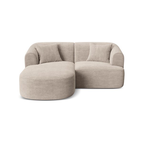 Gaiši brūns velveta stūra dīvāns (ar kreiso stūri/ar zvilni) Campi – Cosmopolitan Design