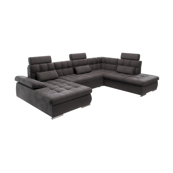 Antracīta pelēks salokāms stūra dīvāns ar uzglabāšanas vietu (ar labo stūri/U veida) Merkur – Ropez