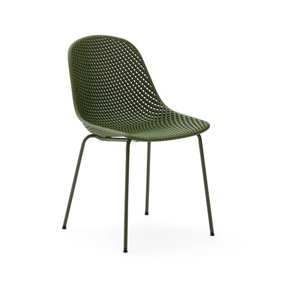 Tumši zaļš metāla dārza krēsls Quinby – Kave Home