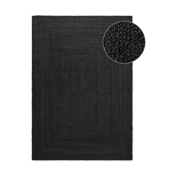 Melns divpusējs/ar rokām darināts džutas paklājs 120x180 cm Juno – Hanse Home
